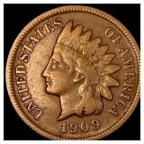 1909-S Indian Head Cent Copper LIGHTLY CIRCULATED