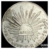1877Go FR Mexico Silver 8 Reales Cap&Rays CLOSELY
