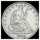 1842 Seated Liberty Half Dollar CLOSELY UNCIRCULAT