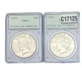 [2 Coins] 1923 Silver Peace Dollar PCGS MS64