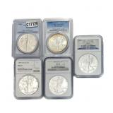 [5 Coins] 1986-1997 Silver Eagle PCGS/NGC MS68-69