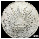 1890Ca AM Mexico Silver 8 Reales Cap and Rays CHOI