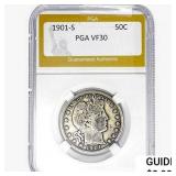 1901-S Barber Half Dollar PGA VF30