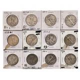 [12] Silver Walking Liberty 50C Lot