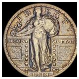 1918-D Silver Standing Liberty Quarter NEARLY UNCI