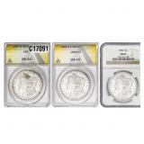 [3 Coins] 1882-1897 Morgan Silver Dollar ANACS/NGC