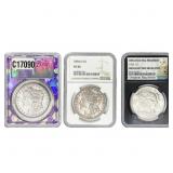 [3 Coins] 1888-1923 Mixed Silver Dollars PCGS/NGC