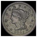 1851 Braided Hair Large Cent CLOSELY UNCIRCULATED
