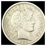 1908 Barber Dime LIGHTLY CIRCULATED