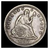 1857-O Silver Seated Liberty Quarter LIGHTLY  CIR