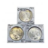 [3 Coins]1923-1925 Silver Peace Dollar