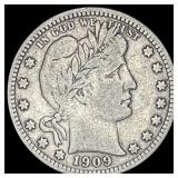1909-S Silver Barber Quarter LIGHTLY CIRCULATED