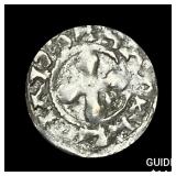 1100-1225 Crusades France Silver Denier NEARLY UNC