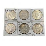 [6 Coins]1922-1923 Silver Peace Dollar