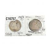 [2 Coins]1853-1854 Seated Liberty Half Dollar