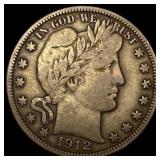 1912-D Silver Barber Half Dollar LIGHTLY CIRCULATE