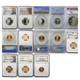 [13 Coins] 1958-2022 Various U.S. Coins ANACS/PCGS