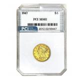 1847 $5 Gold Half Eagle PCI MS62