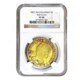1827 FM Columbia Gold 8 Escudos Popayan NGC XF40