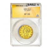 1850 $10 Gold Eagle ANACS VF35 Large Date