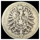 1875-B Germany Silver 1 Reichsmark NEARLY UNCIRCUL