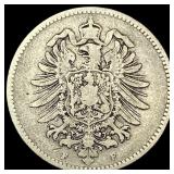1876-F Germany Silver 1 Reichsmark NEARLY UNCIRCUL