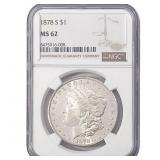 1878 Morgan Silver Dollar NGC MS62