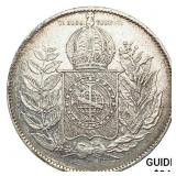 1850 Brazil Silver 1,000 Reis CLOSELY UNCIRCULATED