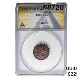 1931-S Wheat Cent ANACS EF45