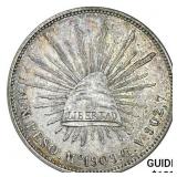1909Mo GV Mexico Silver Peso CHOICE AU