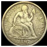 1867-S Silver Seated Liberty Dime LIGHTLY CIRCULA