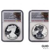 [2 Coins]2012-S Silver Eagle NGC PF69