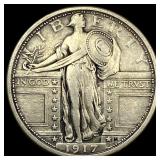 1917-D Type 1 Standing Liberty Quarter NEARLY UNC