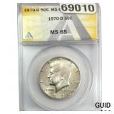 1970-D Kennedy Half Dollar ANACS MS65