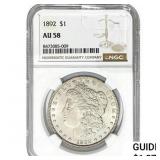 1892 Morgan Silver Dollar  AU58