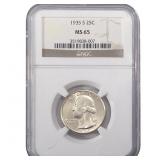 1935-S Washington Silver Quarter NGC MS65