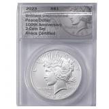 2023 Silver Peace Dollar ANACS BU 100th Anniv.