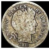 1911 Barber Dime NICELY CIRCULATED