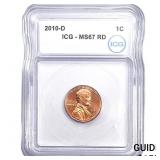 2010-D Union Shield Lincoln Cent ICG MS67 RD