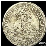 1655-1705 Hungary Leopold Silver 3 Kreuzer CLOSELY