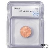2010-D Union Shield Lincoln Cent ICG MS67 RD
