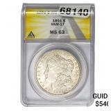 1891 Morgan Silver Dollar ANACS MS63 Vam-17
