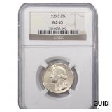 1935-S Washington Silver Quarter NGC MS65