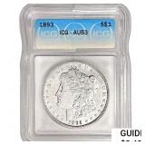 1893 Morgan Silver Dollar ICG AU53