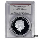 2018-P Australia 1OZ SIlver $1 100 Ann. End of WWI