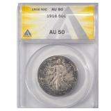 1916 Walking Liberty Half Dollar ANACS AU50