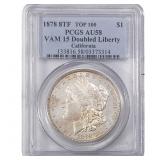 1878 8TF Morgan Silver Dollar PCGS AU58 VAM 15