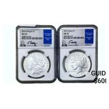 [2 Coins] 2023 Morgan&Peace Silver Dollar NGC MS70