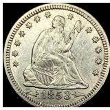 1853 Arrows/Rays Seated Liberty Quarter CLOSELY U