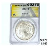 1921-D Morgan Silver Dollar ANACS MS63